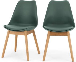 An Image of Set of 2 Thelma Dining Chairs, Oak and Green