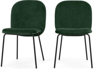 An Image of Set of 2 Safia Dining Chairs, Pine Green Velvet