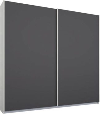 An Image of Malix 2 door 181cm Sliding Wardrobe, White frame,Matt Graphite Grey doors , Premium Interior