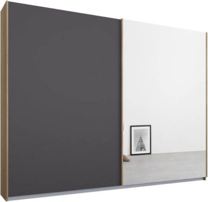83b223679e12792bf2f868bf03d72c344b0eba9e6701018299a7b0094af06c04-1.jpg An Image of Malix 2 door 225cm Sliding Wardrobe, Oak frame,Matt Graphite Grey & Mirror doors , Classic Interior