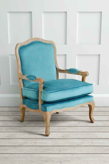 An Image of Le Brun - French Oak Teal Occasional Armchair