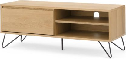 An Image of Cerian Wide TV Stand, Oak and Black