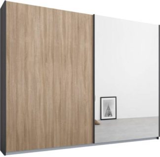 An Image of Malix 2 door 225cm Sliding Wardrobe, Graphite Grey frame,Oak & Mirror doors, Standard Interior
