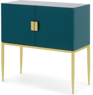 An Image of Imma Sideboard, High Gloss Teal and Brass