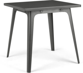 An Image of Edny 4 Seat Square Compact Metal Dining Table, Grey