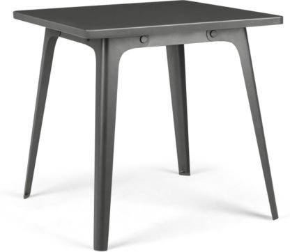 An Image of Edny 4 Seat Square Compact Metal Dining Table, Grey