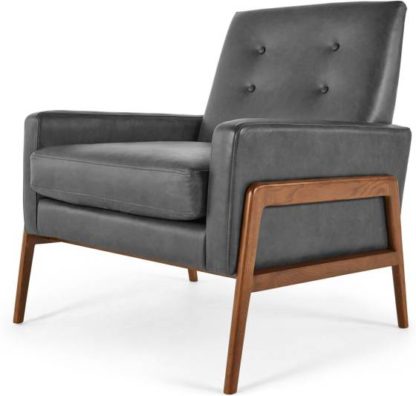 An Image of Cecil Armchair, Oxford Grey Premium Leather