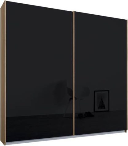 An Image of Malix 2 door 181cm Sliding Wardrobe, Oak frame,Basalt Grey Glass doors , Premium Interior