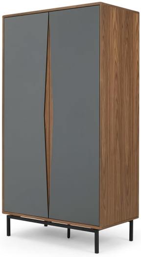 87bf6e707800dff9c054bd4d01d91e2a5830c36bd1ee3c77173675daa5f96d8e.jpg An Image of Louis Wardrobe, Walnut & Grey