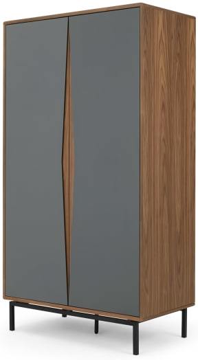 An Image of Louis Wardrobe, Walnut & Grey