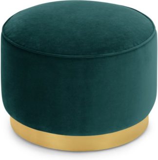 An Image of Hetherington Large Brass Base Pouffe, Seafoam Blue Velvet