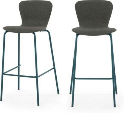 An Image of Set of 2 Luno Barstool, Grey and Teal