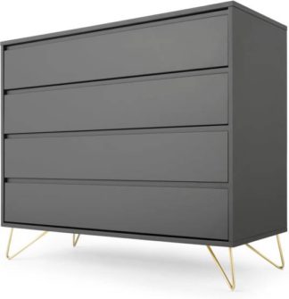 An Image of Elona Chest Of Drawers, Charcoal and Brass