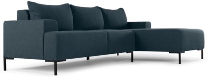 An Image of MADE Essentials Oskar 3 Seater Right Hand Facing Compact Corner Chaise End Sofa, Aegean Blue