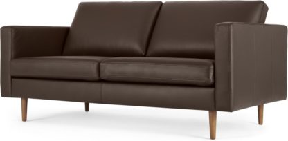 An Image of Leighton Large 2 Seater Sofa, Dark Brown Leather