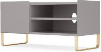 An Image of Lenny Painted TV Stand, Grey and Brass