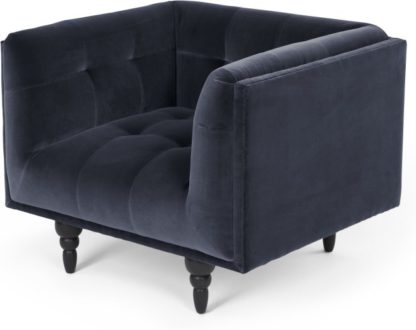 An Image of Connor Armchair, Navy Cotton Velvet