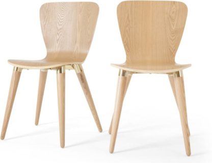 An Image of Set of 2 Edelweiss Dining Chairs, Ash and Brass