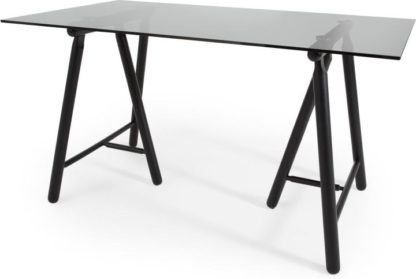 An Image of Philly Desk, Black and Smoked Glass