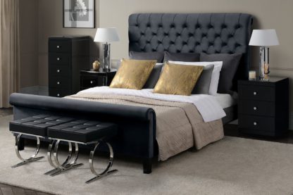An Image of AMARE Upholstered Bed - Black