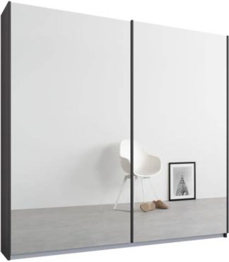 An Image of Malix 2 door 181cm Sliding Wardrobe, Graphite Grey frame,Mirror doors , Premium Interior