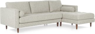 An Image of Scott 4 Seater Right Hand Facing Chaise End Corner Sofa, Grey Basketweave