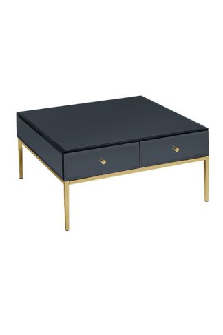 An Image of Stiletto Black Glass and Brass Coffee Table