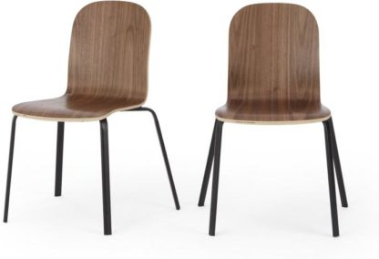 An Image of Set of 2 Universal Dining Chairs, Walnut and Black