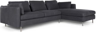 An Image of Vento 3 Seater Right Hand Facing Chaise End Corner Sofa, Grey Leather