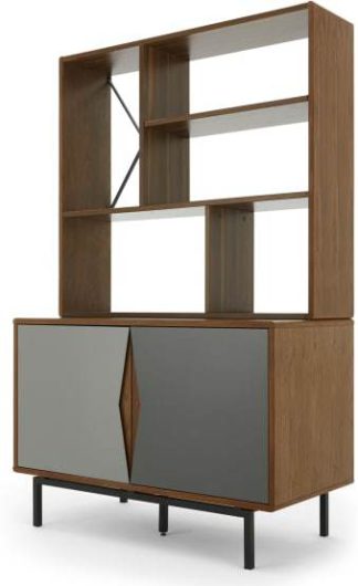 An Image of Louis Highboard, Walnut and Charcoal