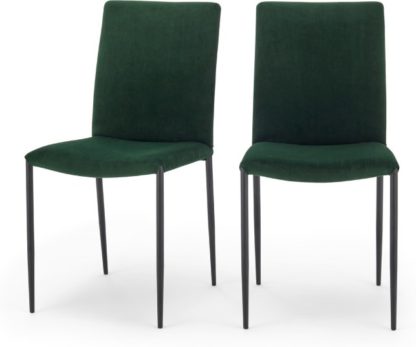An Image of Set of 2 Braga Dining Chairs, Pine Green Velvet