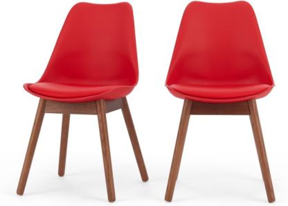 An Image of Set of 2 Thelma Dining Chairs, Dark Stain Oak and Red