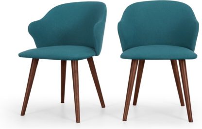 An Image of Set of 2 Sigrid Dining Chairs, Mineral Blue and Walnut
