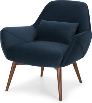 An Image of Lule Accent Armchair, Sapphire Blue Velvet, Dark Stain Leg