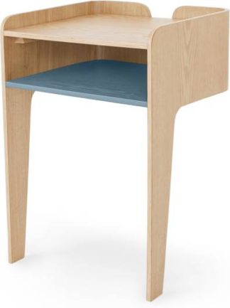 An Image of Sway Bedside Table, Ash and Teal
