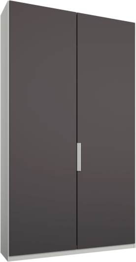 An Image of Caren 2 door 100cm Hinged Wardrobe, White Frame, Matt Graphite Grey Doors, Classic Interior