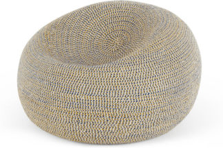 An Image of Pryia Cocoon Bean Bag, Mustard Yellow & Prussian Blue Braided Weave