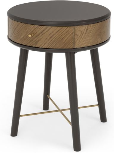 9336aed533b1a990e3b44840b10ce949b2beb1335d39651ce577581e4c062f6e.jpg An Image of Belgrave Side Table With Drawer, Dark Stained Oak
