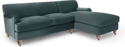 An Image of Orson Right Hand Facing Chaise End Corner Sofa, Marine Green Velvet