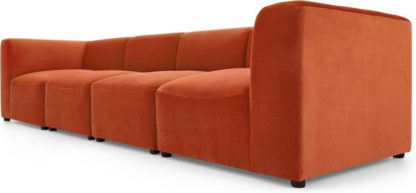 An Image of Juno 4 Seater Modular Sofa, Flame Orange Velvet