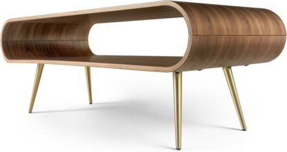 An Image of Hooper Storage Coffee Table, Natural Walnut and Brass