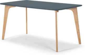 An Image of Fjord 6 Seat Rectangle Dining Table, Oak and Blue