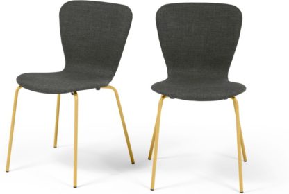 An Image of MADE Essentials Set of 2 Luno Dining Chairs, Grey and Saffron Yellow