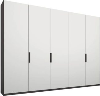 An Image of Caren 5 door 250cm Hinged Wardrobe, Graphite Grey Frame, Matt White Doors, Classic Interior