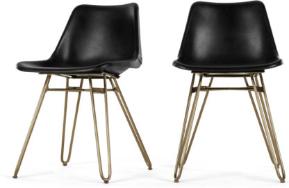 An Image of 2 x Kendal Dining Chair, Black and Brass