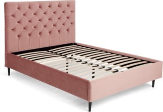 An Image of Skye Double Bed, Blush Pink Velvet