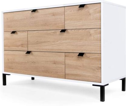 An Image of Latymer Multi Chest of Drawers, Oak Effect and White Gloss