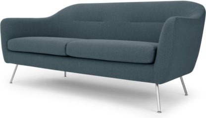 An Image of Reece 3 Seater Sofa, Mina Earl Blue with Metal Legs