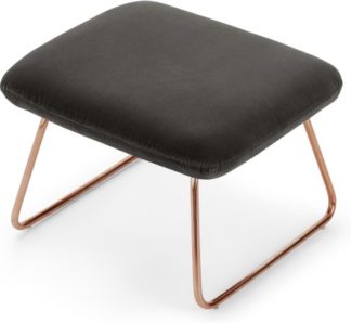 An Image of Frame Footstool, Concrete Cotton Velvet with Copper Frame