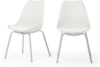 An Image of Set of 2 Briony Dining Chairs, Chrome and White